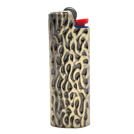 Lucklybestseller Metal Lighter Case Cover Holder Water Ripple Engraving for BIC Full Size Lighter J6 Gift (Bronze)