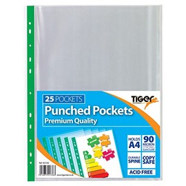 Tiger A4 Punched Pockets- 90 Micron Premiumx25 (301336 )