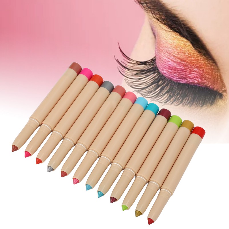 12pcs 0.03oz Eyeshadow Stick Set Women Waterproof Long Lasting Makeup