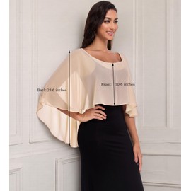 Pukguro Sheer Shawls and Wraps for Evening Dresses Chiffon Capes for Women Soft Wedding Cover Up Champagne