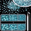 BELLEBOOST Resin Rhinestones for Crafting, 1 Box Lake Blue Multi Sizes Flatback Bedazzling Crystals for Crafts Nail Art Deco, Non Hotfix Gems Charms for Tumbler Shoes Clothing Fabric Face Makeup