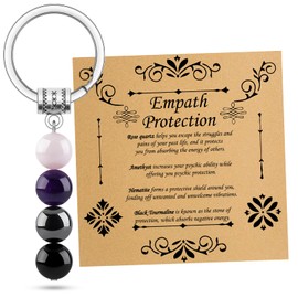 Natural Crystals Keychain Gift Protection Keyring for Women Girls Anxiety and Stress Clam New Beginnings Healing Stones Keychain Gifts for Divorce Breakup Graduation