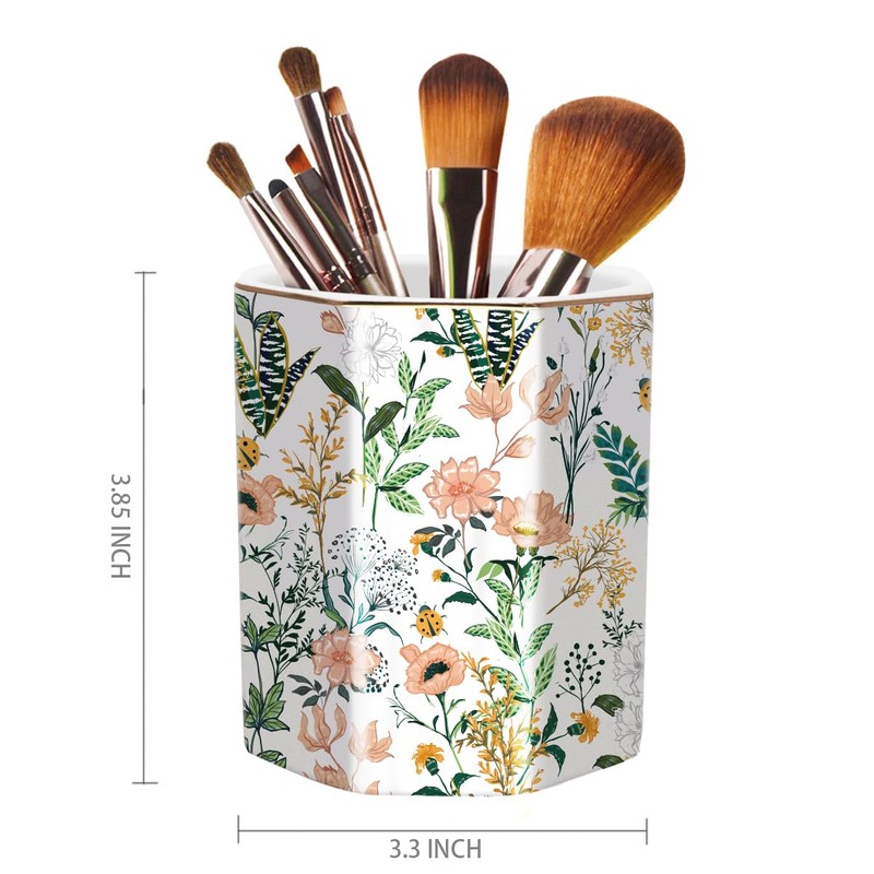 WAVEYU Cute Pen Holder for Desk, Ceramic Pencil Holder, Pen