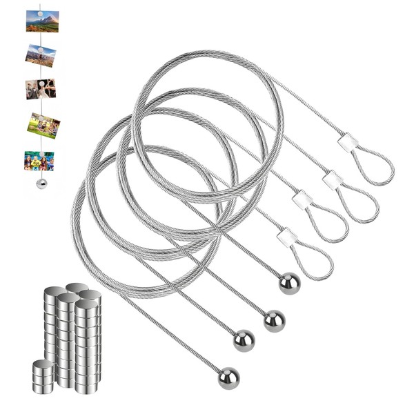 GIONAR Pack of 4 Photo Ropes, Photo Wire with Magnets,