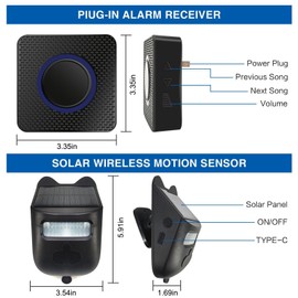 Solar Driveway Alarm 984ft Long Range Wireless Driveway Alarm IP60 Weather Resistant Infrared Motion Sensor Detector DIY Security Alert System Monitor and Protect Outdoor Property 1 Sensor and 1 Receiver