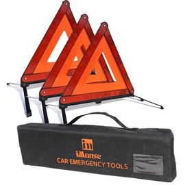 iMonse Warning Safety Triangle Kit, Emergency Roadside Warning Reflective Triangle, Foldable with Storage Case for Roadside Breakdowns Emergenc 3 Pack
