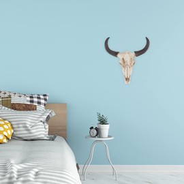 Wakauto 1PCS Skull Wall Hanging Long Horn Cow Skull Creative Resin Animal Art Crafts Ornaments for Decorating Home Wall