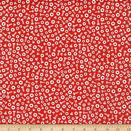 Northcott Rollicking Robots Nuts & Bolts Fabric, Red Yard