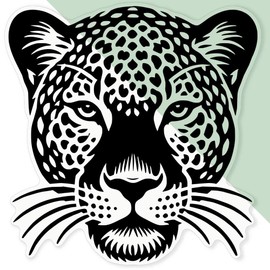 'Leopard Face' Clear Sticker Decal – Waterproof Film for Windows, Cars, Walls & Crafts, XL (460mm) (DC00141467)