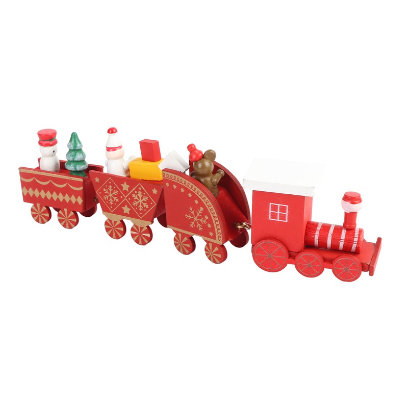 Xmas Wooden Four Section Small Train Xmas Tree Decoration Xmas