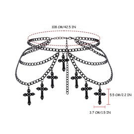 Milakoo Goth Y2K Cross Chain Belt Elegant Party Waist Chains Belt Religious Crufix Charms Link Chain Belts