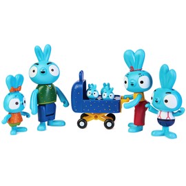 Brave Bunnies Family Pack of 5 Rabbit Family Action Figures (Ma, Pa, Bop, Boo and the Babies in the Pram), Toy for Boys and Girls from 3 Years