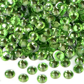 2880PCS Art Nail Rhinestones non Hotfix Glue Fix Round Crystals Glass Flatback for DIY Jewelry Making with one Picking Pen (ss8 2880pcs, Peridot)
