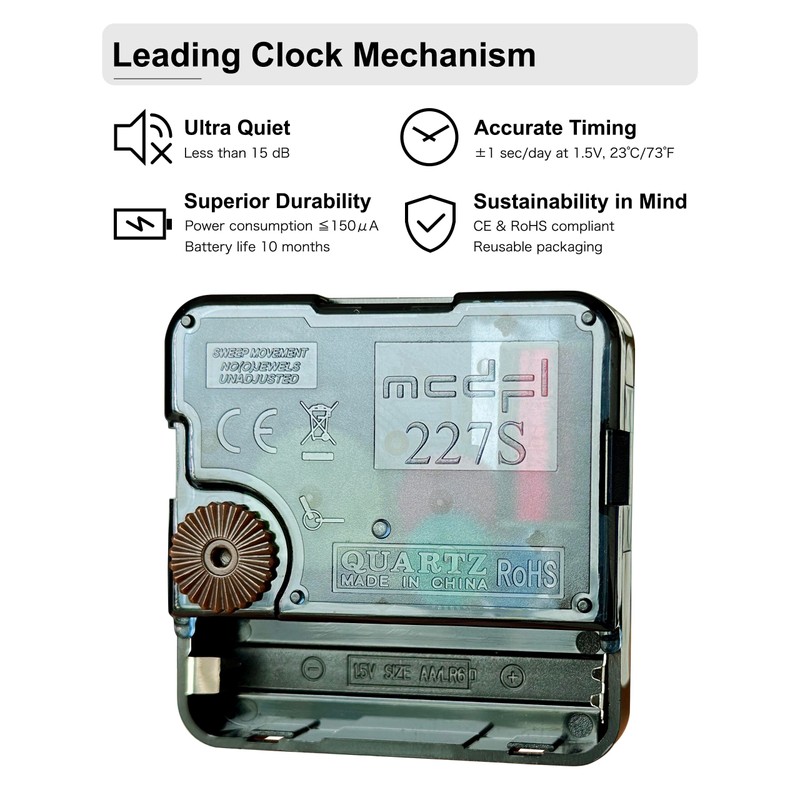 MXDFL Clock Mechanism Replacement, Quartz Movement with Hands and Motor