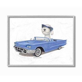 Stupell Industries Dog with Sunglasses in Blue Convertible Family Pet Wall Art, 16 x 20, White