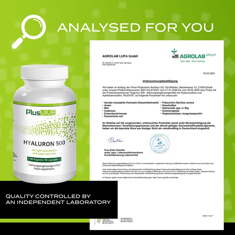 Plusvive Hyaluronic Acid with Apple Stem Cells, (500 mg)