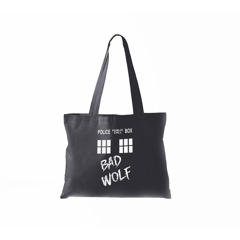 Tardis Bad Wolf Tote Bag (Black)