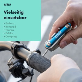 AARON Tool 20 in 1 Multitool - Bicycle Multifunctional Tool Made of Stainless Steel/Aluminium - Foldable Mini Bicycle Tool with Many Functions - Practical Bike Tool in Blue