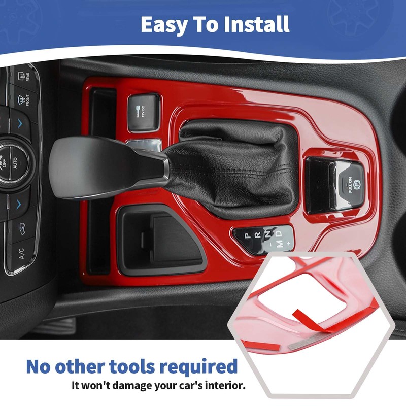 RT-TCZ for Cherokee Red Gear Shift Panel Cover Trim for