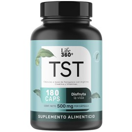 LIFE 360+ TST | 180 Cápsulas | Fenogreco, L-Arginina, Creatina Monohidratada, Magnesio, Vitamina D, Vitamina B6 y Oxido de Zinc | Suplemento Alimenticio | Cápsulas de Gelatina | 180 Porciones