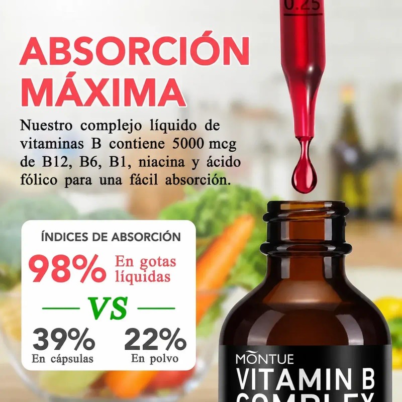 Montue Complejo De Vitamina B Líquido Con B12, B6, B1