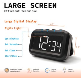 Multifunctional Digital Timer, Magnetic Countdown Kitchen Timers for Cooking, Egg, Oven, Learning Management Timer for Kids, Classroom, Teacher, Exercise, Study, Outdoor