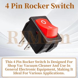 8 Amps 4 Pin On/Off Rocker Switch for Shop Vac Wet Dry Vacuum Cleaner, On Off Vacuum Switch for Shop Vac Replacement Switch