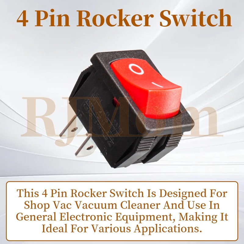 8 Amps 4 Pin On/Off Rocker Switch for Shop Vac