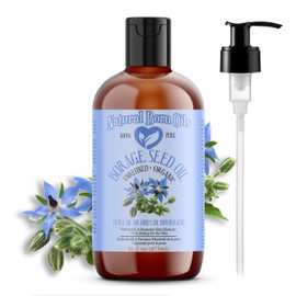 Natural Born Oils Borage Seed Oil, 16oz, Organic, Cold-Pressed, Carrier Oil, High GLA, Vitamins & Minerals, Deep Skin Nourishment, Hair Vitality