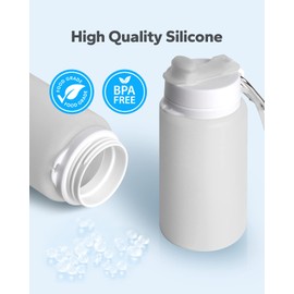 MCOMCE Collapsible Water Bottle, Portable Folding Bottle & Water Bottle with Clip for Backpack, Foldable Water Bottle BPA Free, Sport Bottle Water Squeeze Collapble Watterbottles (Gray)