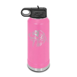 Bernese Mountain Dog Laser Engraved Water Bottle Customizable Polar Camel Stainless Steel Many Colors Sizes with Straw - Berner Head dog canine pet - 32 oz - Pink