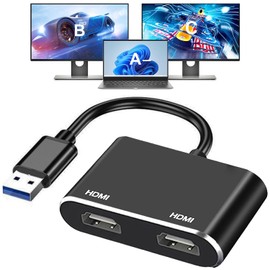 USB to HDMI Adapter for 2 Monitors, USB 3.0 to Dual HDMI Adapter 1920 * 1080P@60HZ Full HD Audio Video Graphics Converter Cable Comaptible with Windows 7/8/8.1/10/11
