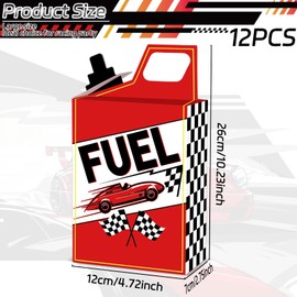 12PCS Race Car Fuel Can Treat Boxes Racing Birthday Party Supplies Black And White Checkered Flag Party Boxes Racing Popcorn Candy Cookie Container for Wedding Bridal Baby Shower Party Favor Decor