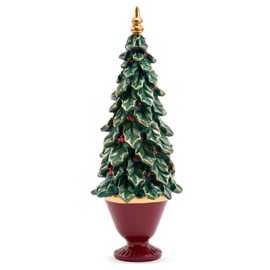 Napco 52853 Holly Tree in Pot Red, Green, Gold 10.5 x 3.5 Inches Resin Winter Christmas Holiday Figurine