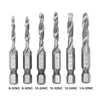 6Pcs Taps HSS Hex Shank Screw Thread Combined Tapping Drill