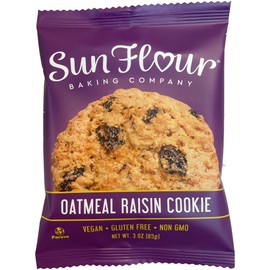 Sun Flour Baking Company Oatmeal Raisin Cookie, Vegan, Gluten Free, Non GMO, 3 oz (3oz, Gluten Free Oatmeal Raisin) 12 Pack