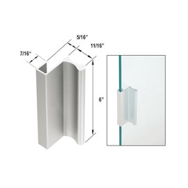 6" Satin Anodized Aluminum Pull with 7/16" Lip for Sliding Glass and Panel Doors