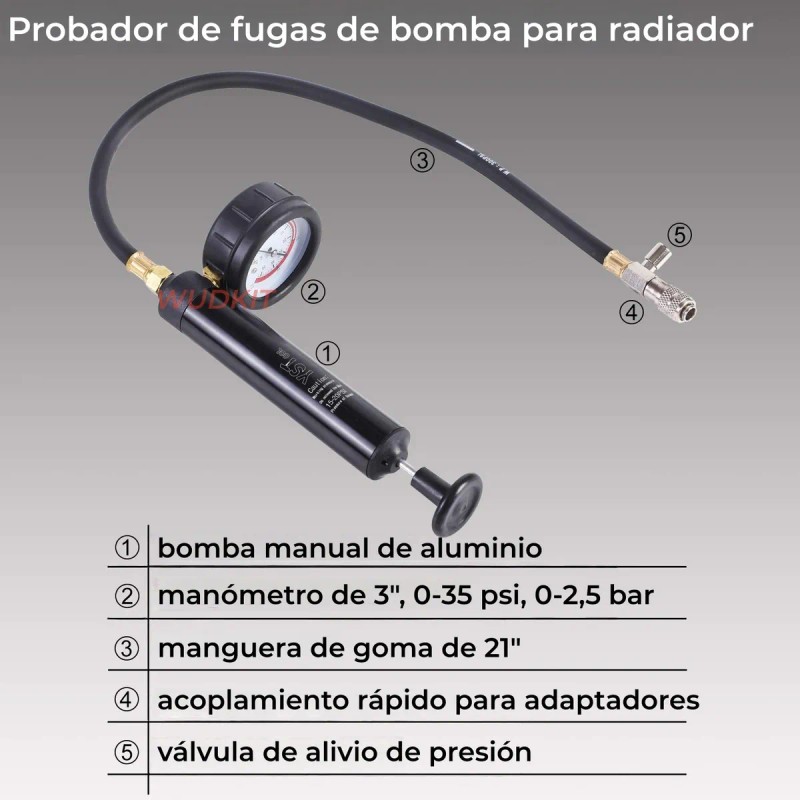 Kit Probador De Fugas Presión Radiador Con Kit Purga 28