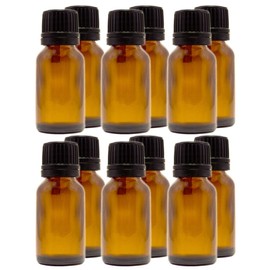 GreenHealth 1/2oz (15ml) Amber Glass Bottle with Euro Dropper, Black Cap (12 Pcs)