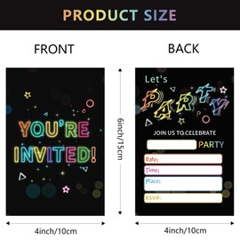 HOMANGA Party Invitations for Kids, 20Pcs Birthday Invitation Cards with Envelopes, Birthday Party Invites for Boys Girls, Let’s Party Invitations, Decorations (10x15cm, Double-Sided)
