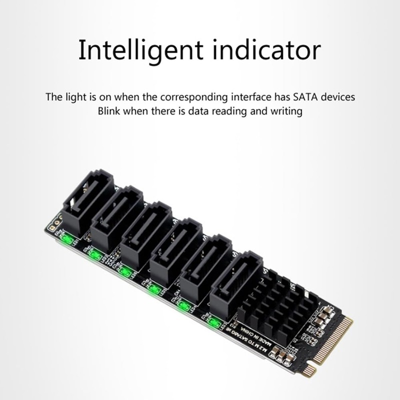Oidnvay M.2MKEY PCI-E Riser Card M.2NVME to SATA3.0PCIE to SATA6Gpbsx6