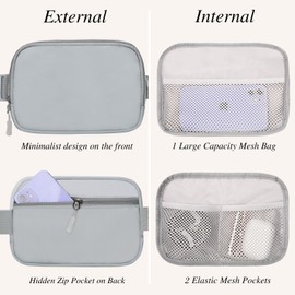 LLYWCM Fanny Packs for Women - Belt Bag for Women - Fanny Pack Crossbody Bags - Grey Fanny Pack with Adjustable Strap, Fashion Cross Body Fanny Pack for Running Workout Hiking Travel