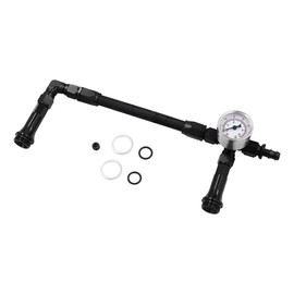 Carb Dual Feed Fuel Line For Holley An6, 4150 Braided Dual Feed Inlet Fuel Line Kit With Pressure Gauge An6 Male Flare Carburetor An6 Fuel Inlet Tube