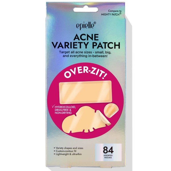 Epielle Acne Variety Patch Over-Zit - The Ultimate Hydrocolloid Solution of Acne Clear Patch (84 Ptches) Acne Pimple Patches Blemish Patches (Full Face)