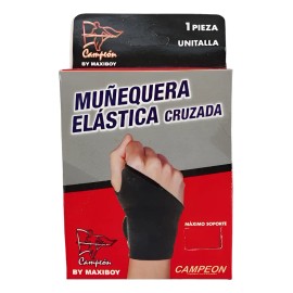 Muñequera Elástica Cruzada Negra Campeón