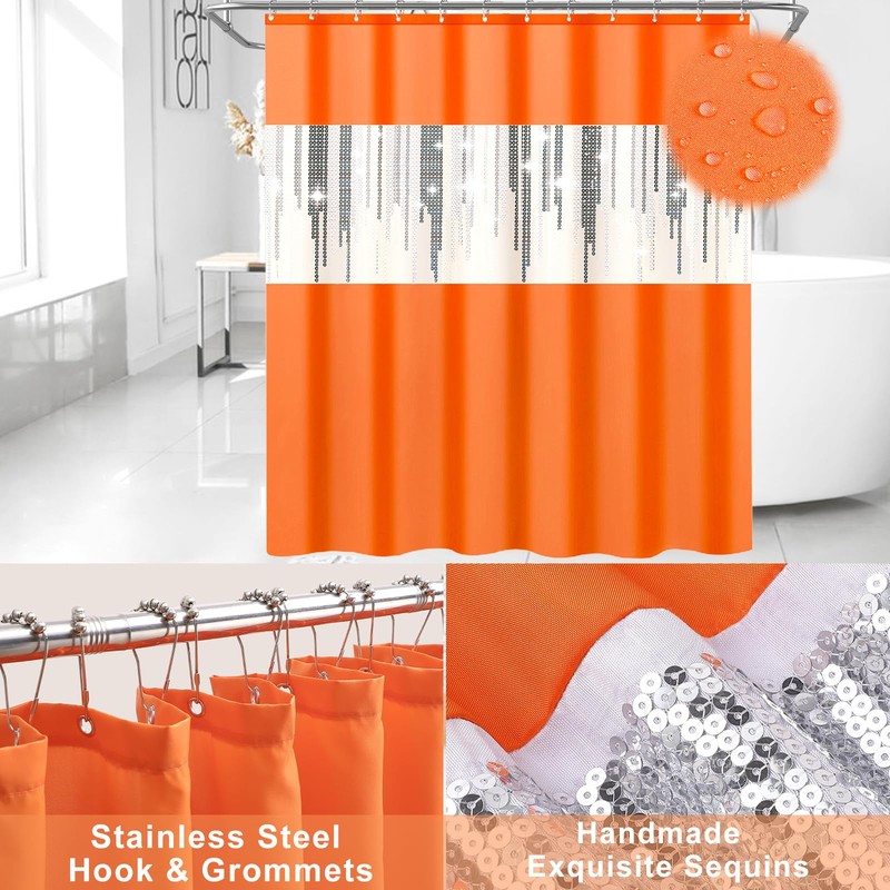Bathroom Set- Bathroom Accessories Set with Sequin Shower Curtain Set