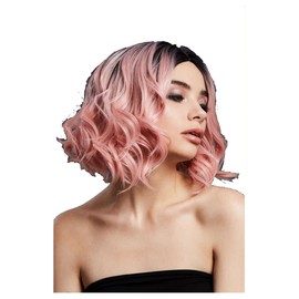 Smiffys Fever Kourtney Wig, Two Toned Blend, Baby Pink Curls Long Bob, Centre Parting, 30cm/ 12in, Fever Wigs Fancy Dress, Fever Dress Up Wigs