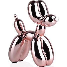 Figura Decorativa de Perro Globo Decoración Del Hogar, 10*10*4cm Estatua de Perro con Globo Galvanizado Brillante, Figura de Animal de Globopequeño, Escultura Artística, Decoración Moderna (Rosa)