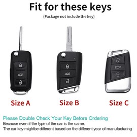 ontto Metal Car key fob cover Fit for VW Polo Golf 7 MK7 Tiguan Octavia Kodiaq Karoq Ateca Leon Flip key case keyring Key Shell Holder bag keychain protector Accessories Black B