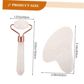 Healeved Natural Jade Roller Massage Stick Set Guasha Massager Tool Facial Scraper Tool